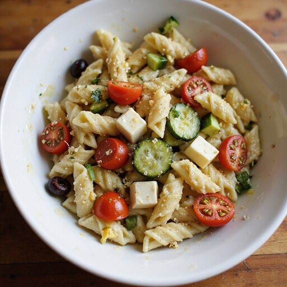 pasta salad with cubes