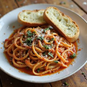 pasta with garlic bread