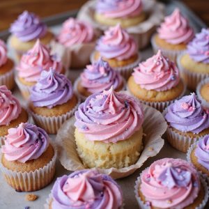 pink and purple cupcakes