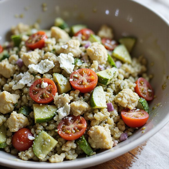 protein packed quinoa lentil salad
