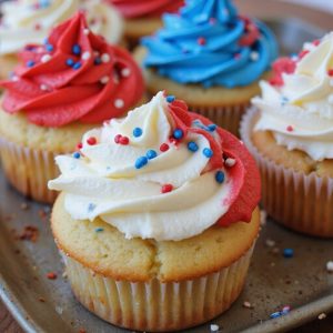 red white blue cupcakes