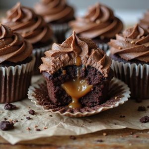 rich chocolate caramel cupcakes