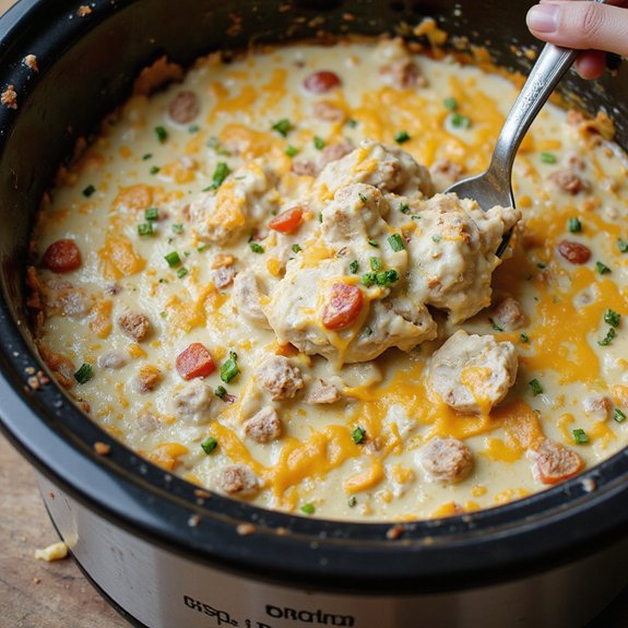 slow cooked cheesy sausage dip