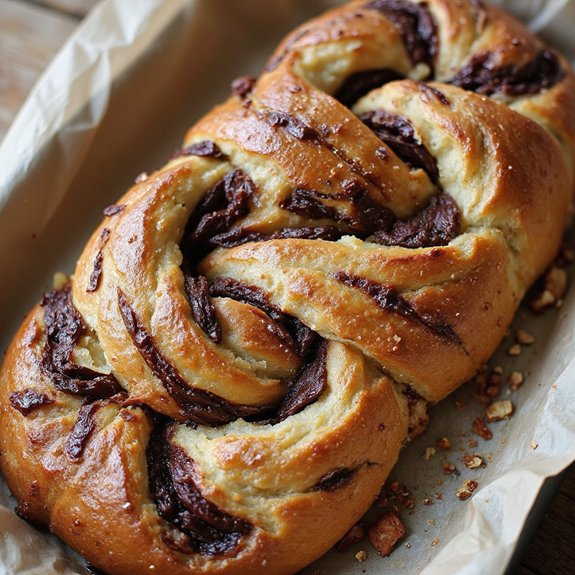 sourdough chocolate filled braided loaf