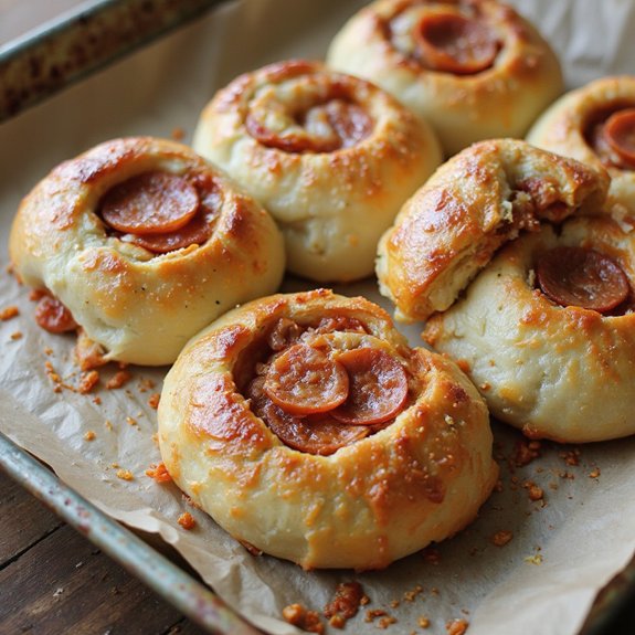 sourdough pepperoni filled baked rolls