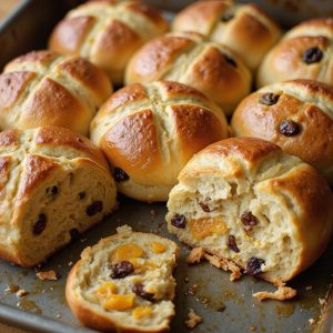 sourdough spiced easter buns