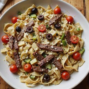 steak tossed with pasta salad