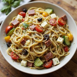 tangy chilled spaghetti pasta salad