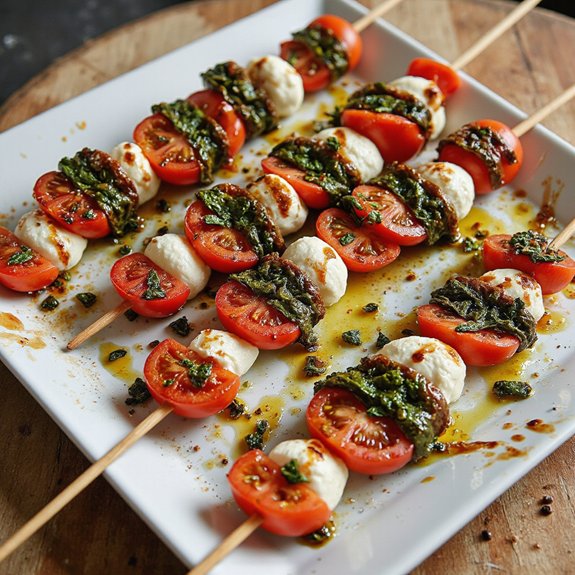 tomato mozzarella basil skewers
