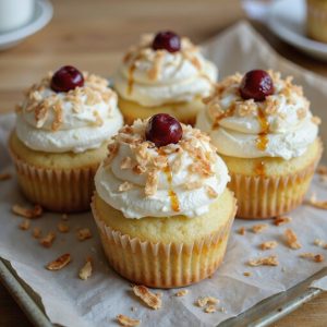 tropical pineapple coconut cupcakes