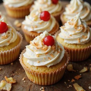 tropical themed frosted cupcake treats
