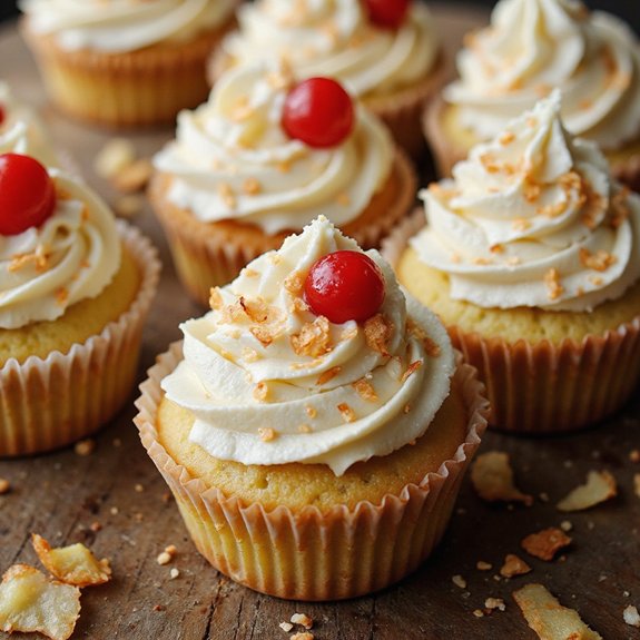tropical themed frosted cupcake treats