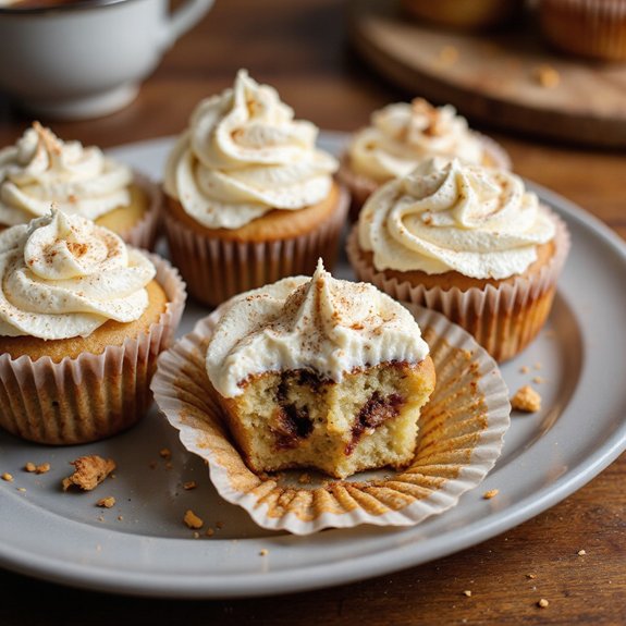 warm cinnamon swirled vanilla cupcakes
