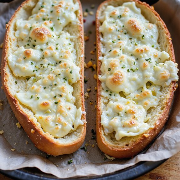 warm homemade cheesy garlic bread