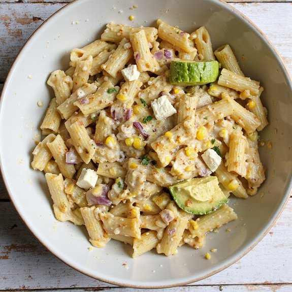 woman s street corn pasta salad