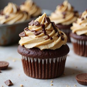 chocolate peanut butter cupcakes