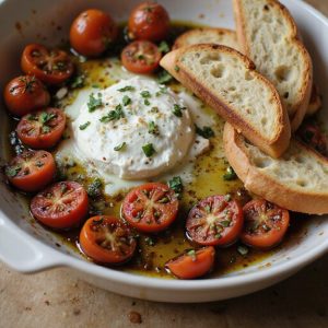 creamy baked burrata appetizer