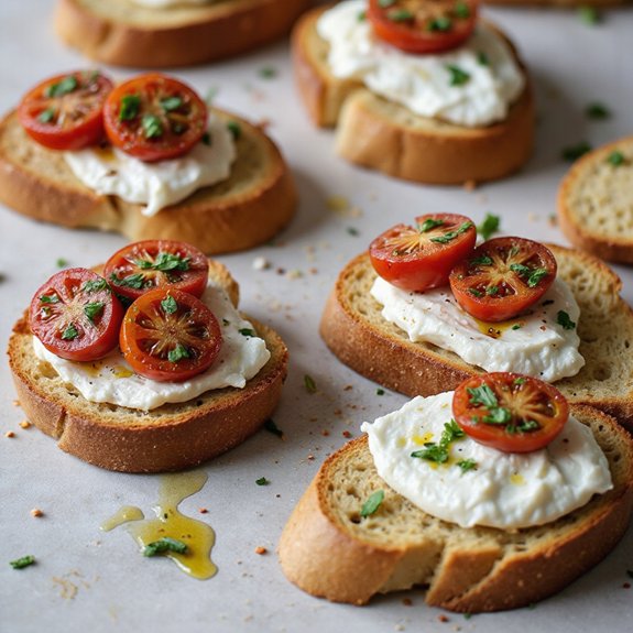 creamy burrata on crostini
