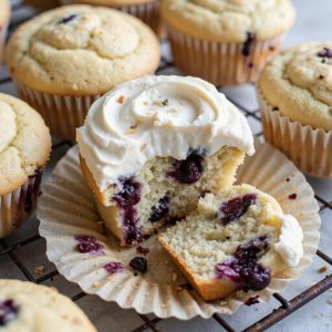 sweet blueberry cupcake dessert