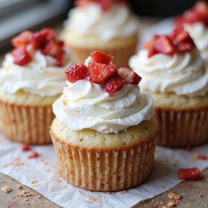 sweet strawberry cheesecake cupcakes