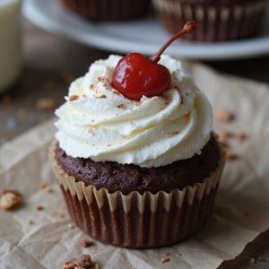 chocolate cupcake with cherry