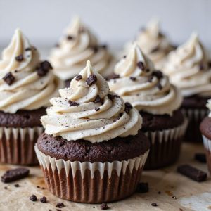 chocolate cupcake with oreo frosting