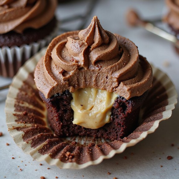 chocolate cupcake with peanut butter filling