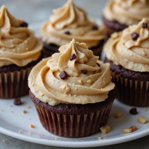 chocolate cupcake with peanut butter frosting