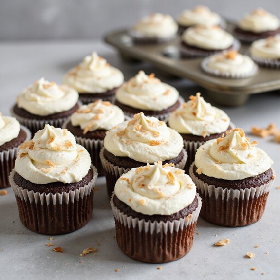 chocolate cupcakes with coconut frosting