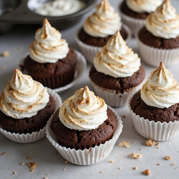 chocolate cupcakes with marshmallow frosting