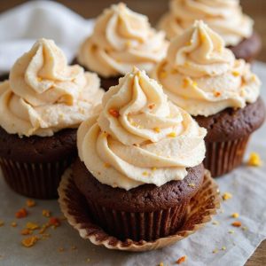 chocolate cupcakes with orange frosting
