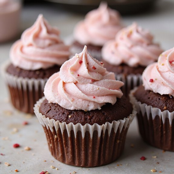 chocolate cupcakes with raspberry frosting