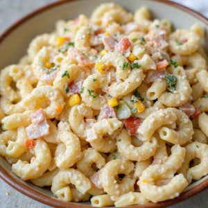 cold macaroni salad with corn