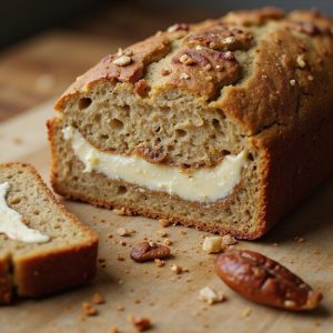 creamy banana cheesecake bread