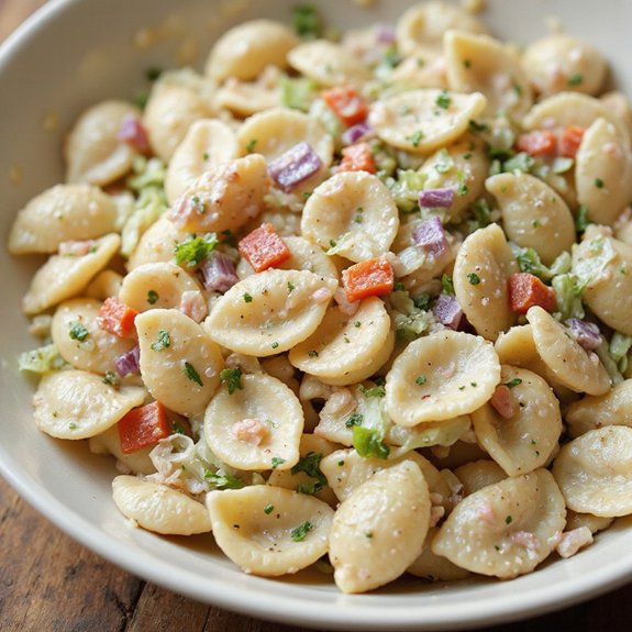 creamy crunchy coleslaw pasta