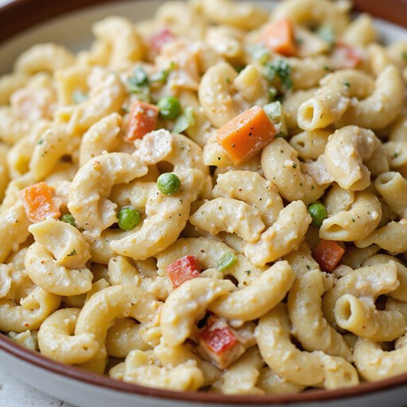 creamy macaroni salad with vegetables