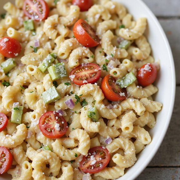 creamy macaroni with vegetables