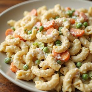 creamy macaroni with veggies