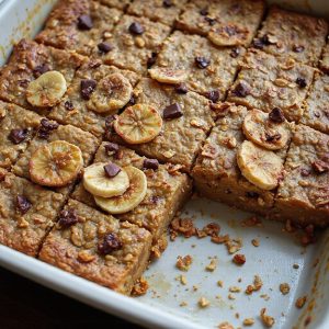 moist banana oat casserole