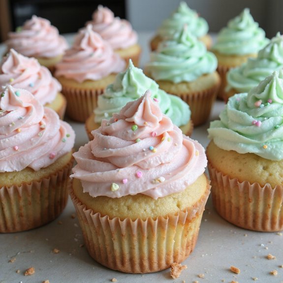 pastel pink and mint cupcakes