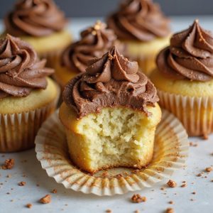 vanilla cupcakes with chocolate frosting