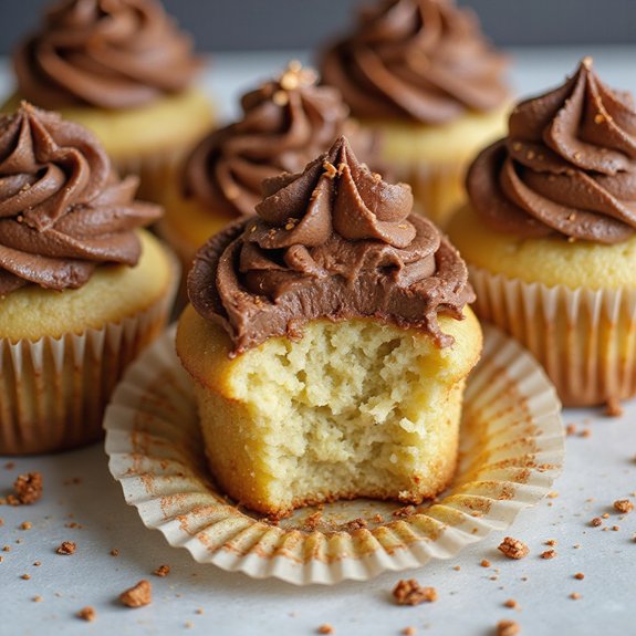 vanilla cupcakes with chocolate frosting