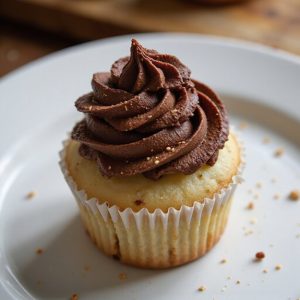 white cupcake chocolate frosting